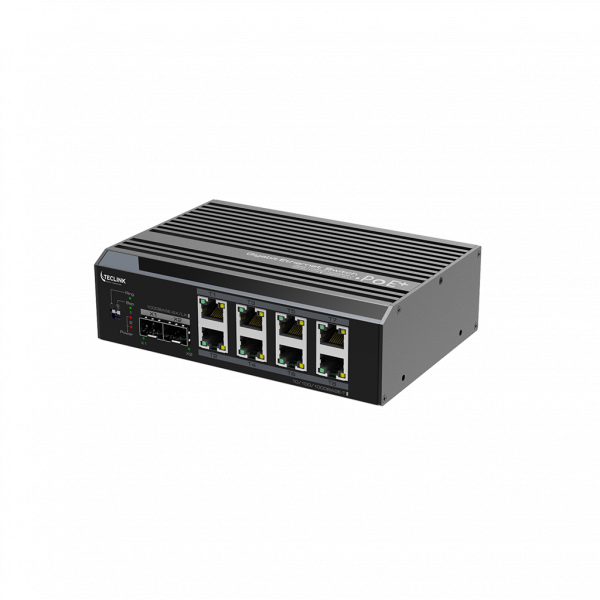 TECLINK SWITCH POE 8 PORTS GIGABIT INDUSTRIEL (DC 12V-48V),SANS ALIMENTATION