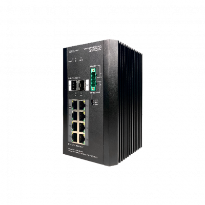 TECLINK SWITCH POE 8 PORTS GIGABIT INDUSTRIEL MANAGEABLE (DC 12V-48V),
