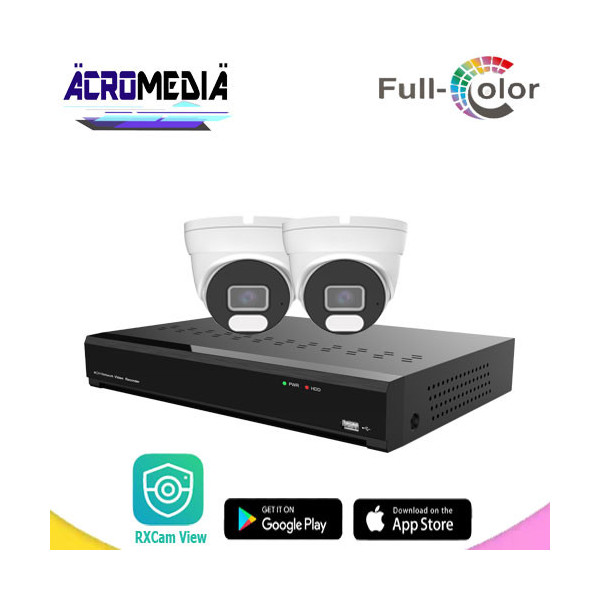Kit vidéosurveillance PoE Acromedia 2 caméras 4MP – ACRO-KIT-IP001