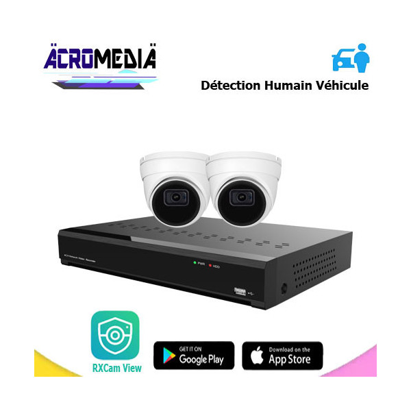 Kit vidéosurveillance PoE Acromedia 2 caméras 5MP – ACRO-KIT-IP009
