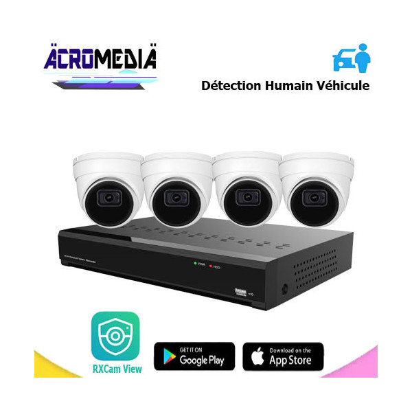 Kit vidéosurveillance PoE Acromedia 4 caméras 5MP – ACRO-KIT-IP010