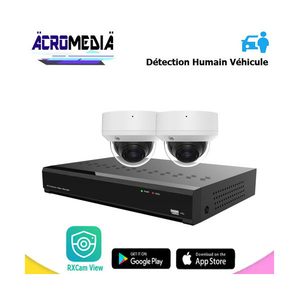 Kit vidéosurveillance PoE Acromedia 2 caméras 5MP – ACRO-KIT-IP013
